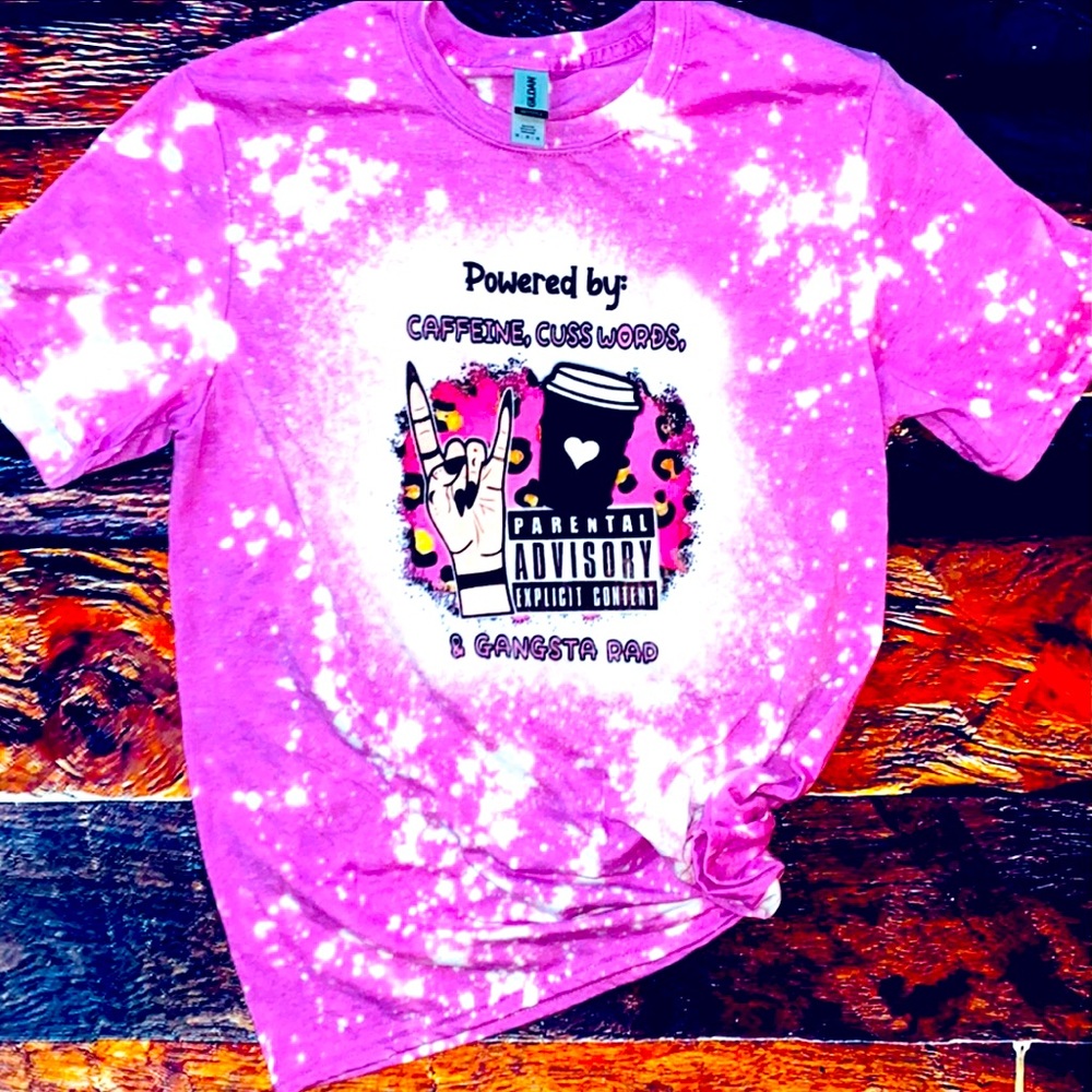 Powered by coffee & cuss words bleached tee🤍